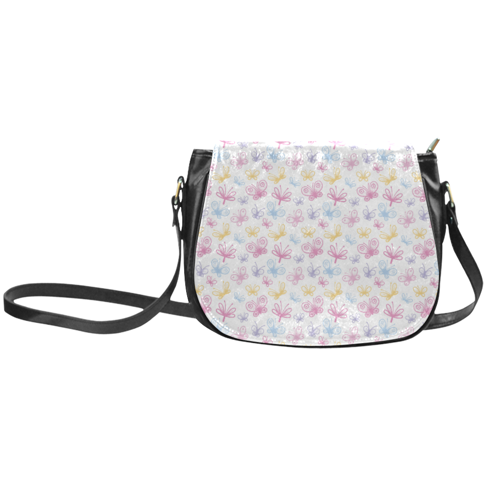 Pretty Colorful Butterflies Classic Saddle Bag/Large (Model 1648)