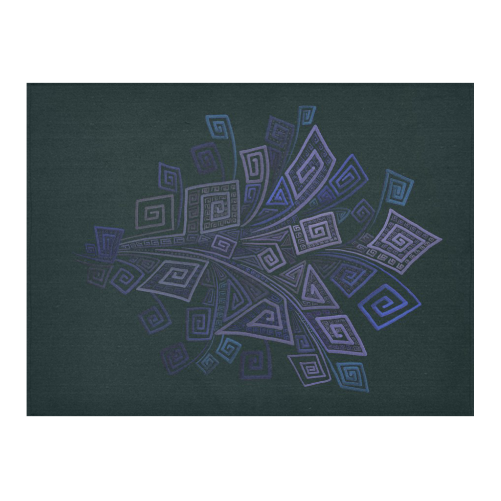 Psychedelic 3D Square Spirals - blue and purple Cotton Linen Tablecloth 52"x 70"