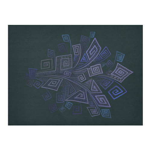 Psychedelic 3D Square Spirals - blue and purple Cotton Linen Tablecloth 52"x 70"