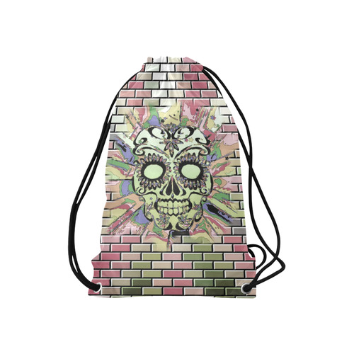 skull on bricks F by JamColors Small Drawstring Bag Model 1604 (Twin Sides) 11"(W) * 17.7"(H)