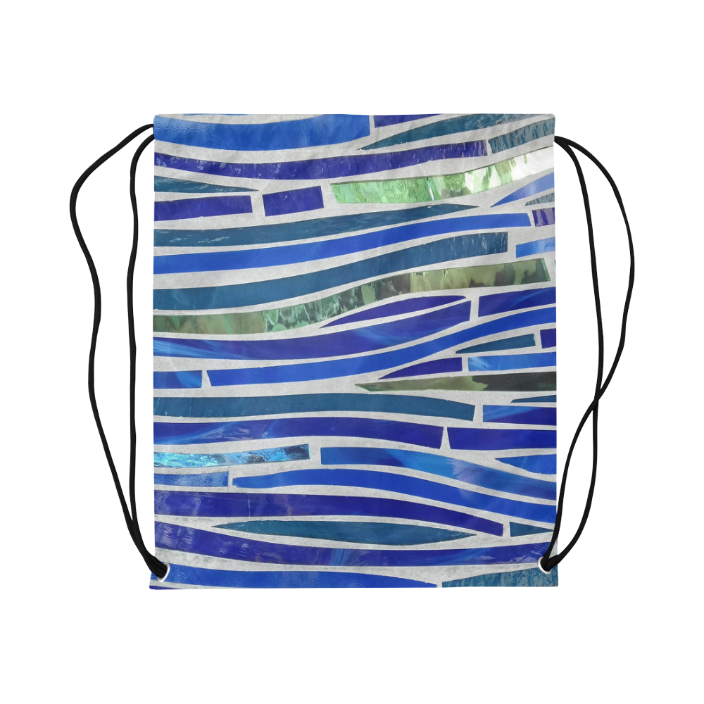 blue mosaic Large Drawstring Bag Model 1604 (Twin Sides)  16.5"(W) * 19.3"(H)