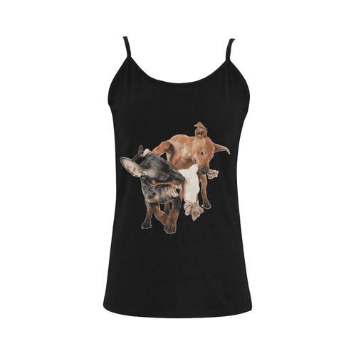 Two Playing Dogs Women's Spaghetti Top (USA Size) (Model T34)