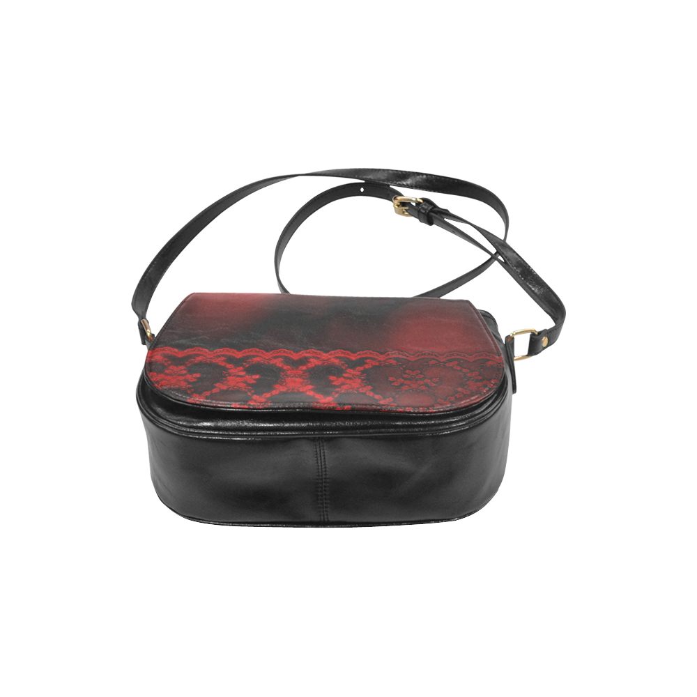 Red Lace Vampire Goth Print Classic Saddle Bag/Large (Model 1648)