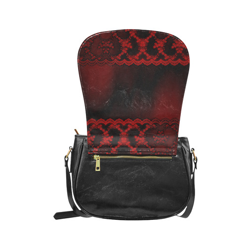 Red Lace Vampire Goth Print Classic Saddle Bag/Large (Model 1648)