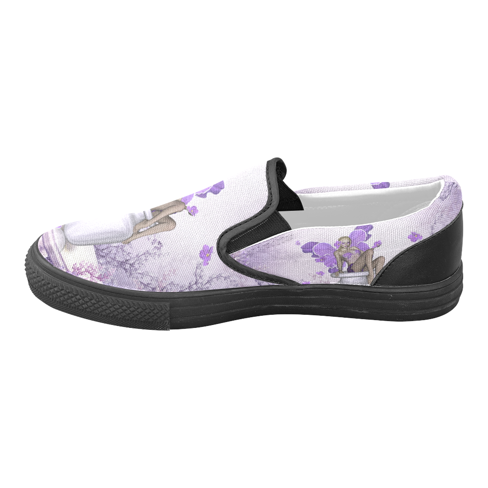 Beautiful fairy with flowers Slip-on Canvas Shoes for Men/Large Size (Model 019)