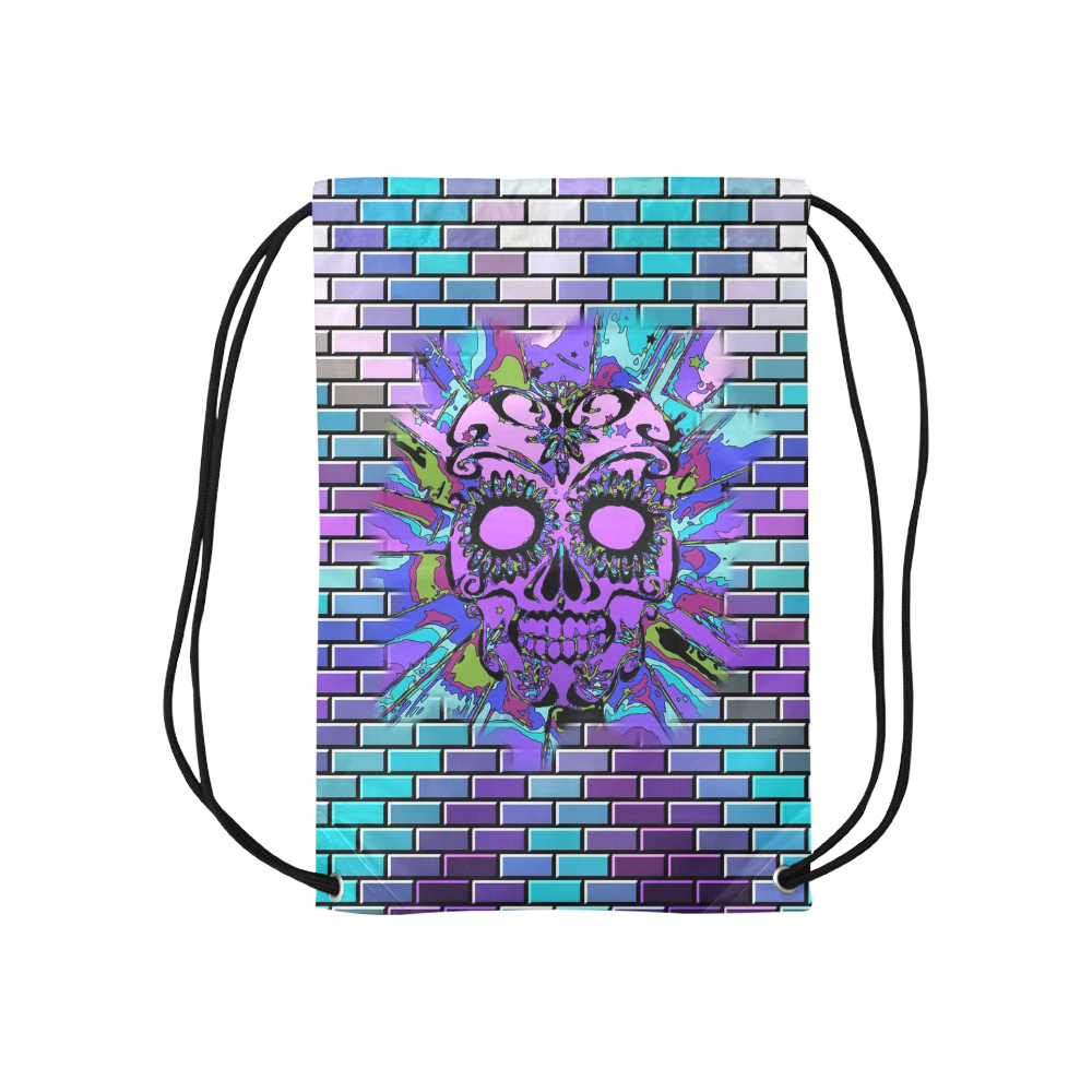 skull on bricks A by JamColors Small Drawstring Bag Model 1604 (Twin Sides) 11"(W) * 17.7"(H)
