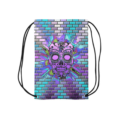skull on bricks A by JamColors Small Drawstring Bag Model 1604 (Twin Sides) 11"(W) * 17.7"(H)