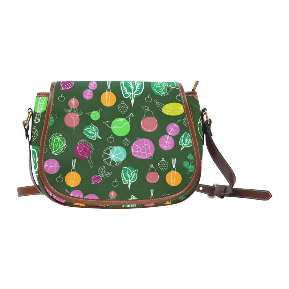Colorful Vegetable Veggie Nature Pattern Saddle Bag/Small (Model 1649) Full Customization