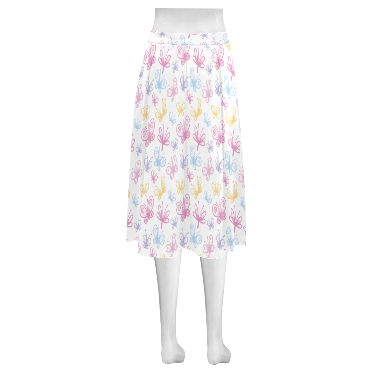 Pretty Colorful Butterflies Mnemosyne Women's Crepe Skirt (Model D16)