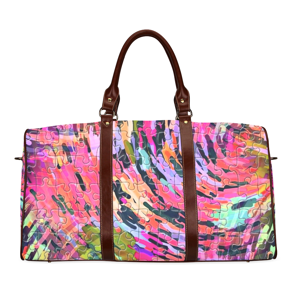 Pink Chaos Puzzle by Popart Lover Waterproof Travel Bag/Large (Model 1639)