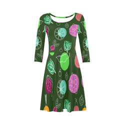 Colorful Vegetable Veggie Nature Landscape 3/4 Sleeve Sundress (D23)