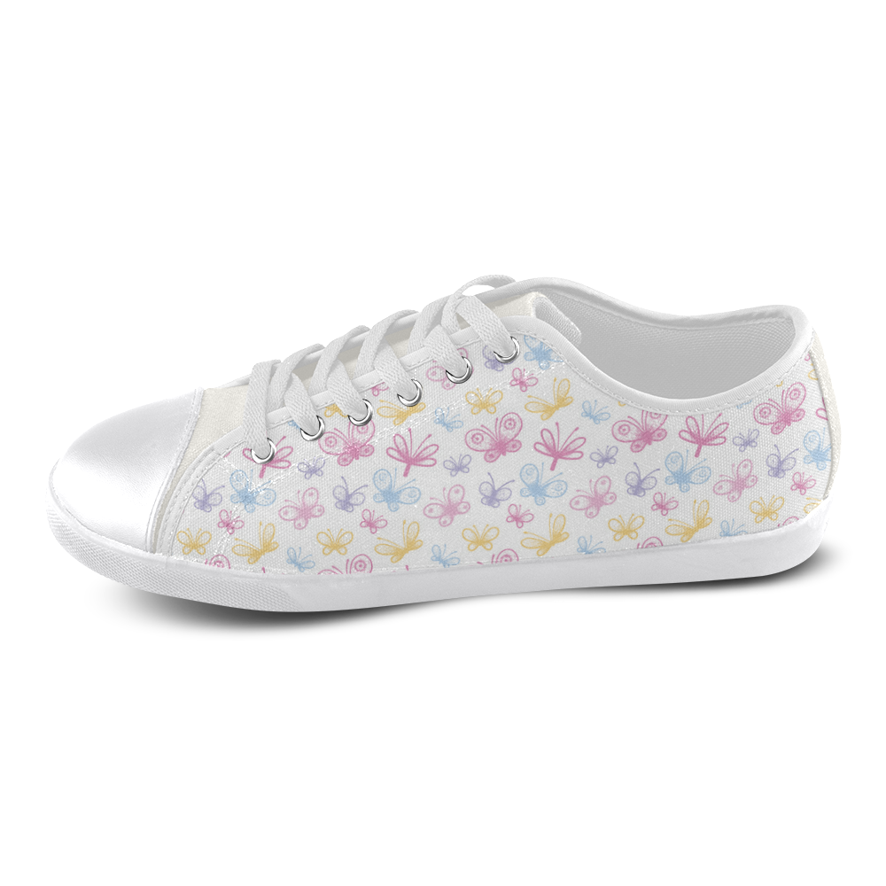 Pretty Colorful Butterflies Canvas Shoes for Women/Large Size (Model 016)