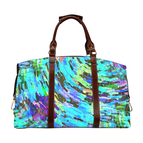 Blue Chaos Puzzle by Popart Lover Classic Travel Bag (Model 1643) Remake