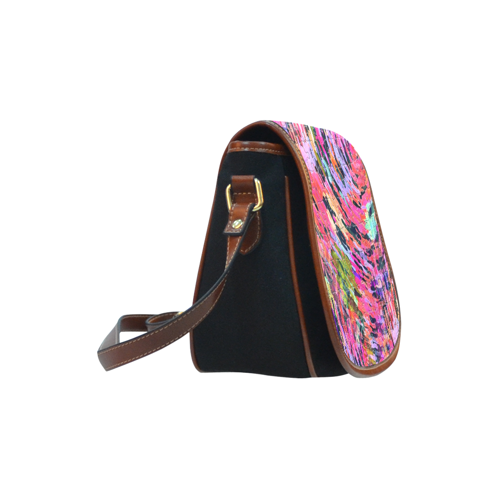 Pink Chaos Puzzle by Popart Lover Saddle Bag/Small (Model 1649)(Flap Customization)