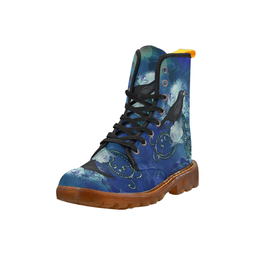 The crow with wonderful  flowers Martin Boots For Women Model 1203H