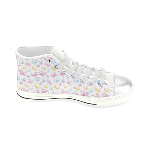 Pretty Colorful Butterflies High Top Canvas Women's Shoes/Large Size (Model 017)