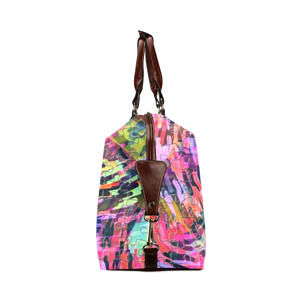 Pink Chaos Puzzle by Popart Lover Classic Travel Bag (Model 1643) Remake
