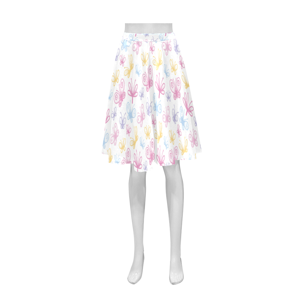 Pretty Colorful Butterflies Athena Women's Short Skirt (Model D15)