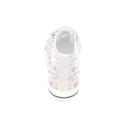 Pretty Colorful Butterflies High Top Canvas Women's Shoes/Large Size (Model 017)