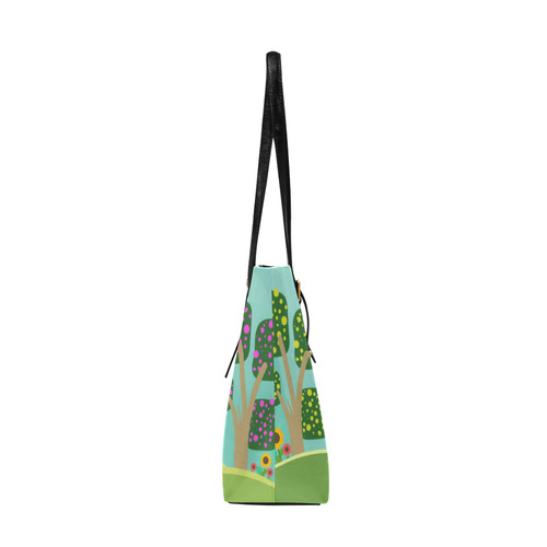 Pink Blue Green Abstract Geometic Landscape Euramerican Tote Bag/Large (Model 1656)