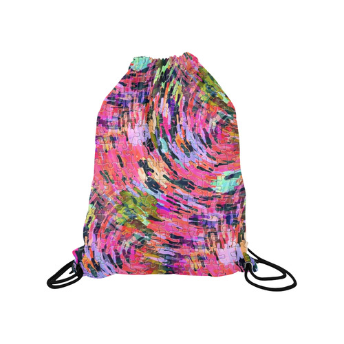 Pink Chaos Puzzle by Popart Lover Medium Drawstring Bag Model 1604 (Twin Sides) 13.8"(W) * 18.1"(H)