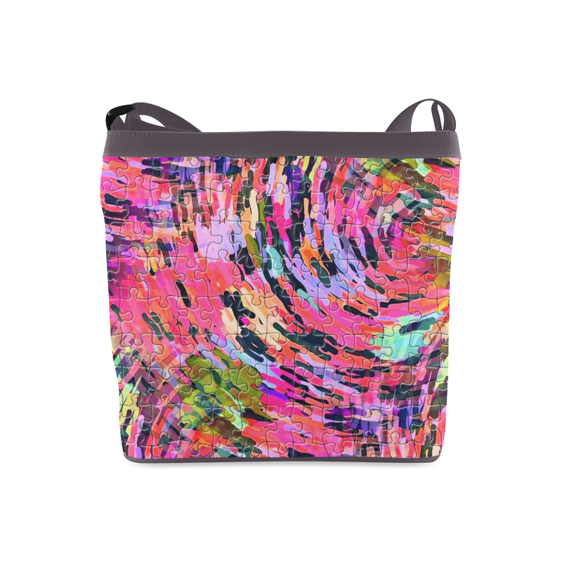 Pink Chaos Puzzle by Popart Lover Crossbody Bags (Model 1613)