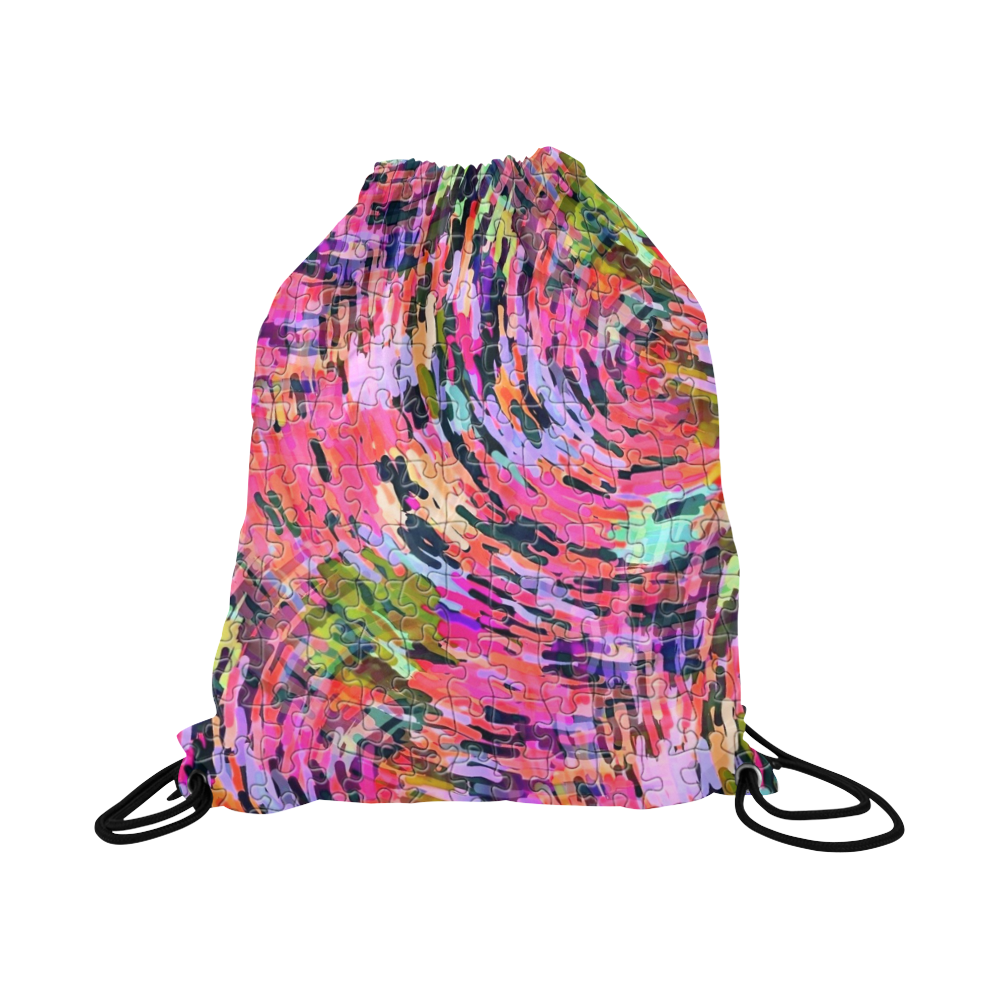 Pink Chaos Puzzle by Popart Lover Large Drawstring Bag Model 1604 (Twin Sides)  16.5"(W) * 19.3"(H)