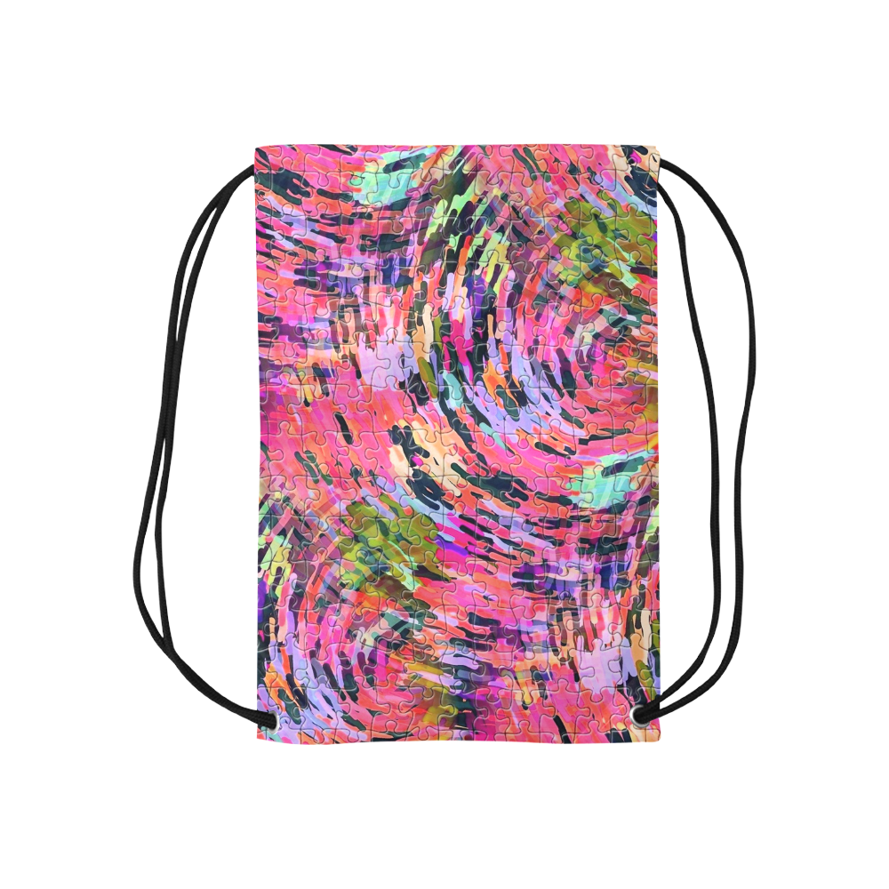 Pink Chaos Puzzle by Popart Lover Small Drawstring Bag Model 1604 (Twin Sides) 11"(W) * 17.7"(H)
