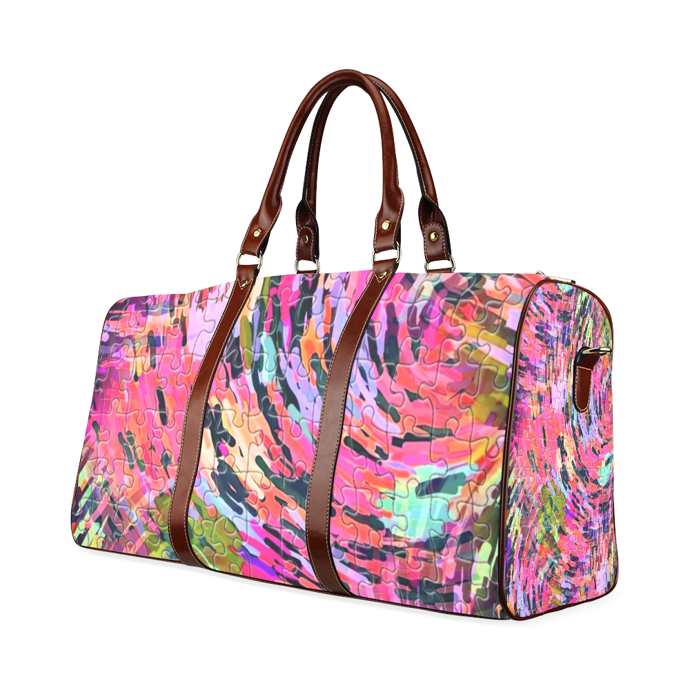 Pink Chaos Puzzle by Popart Lover Waterproof Travel Bag/Large (Model 1639)