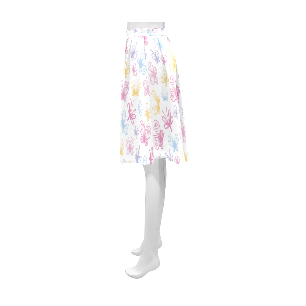 Pretty Colorful Butterflies Athena Women's Short Skirt (Model D15)