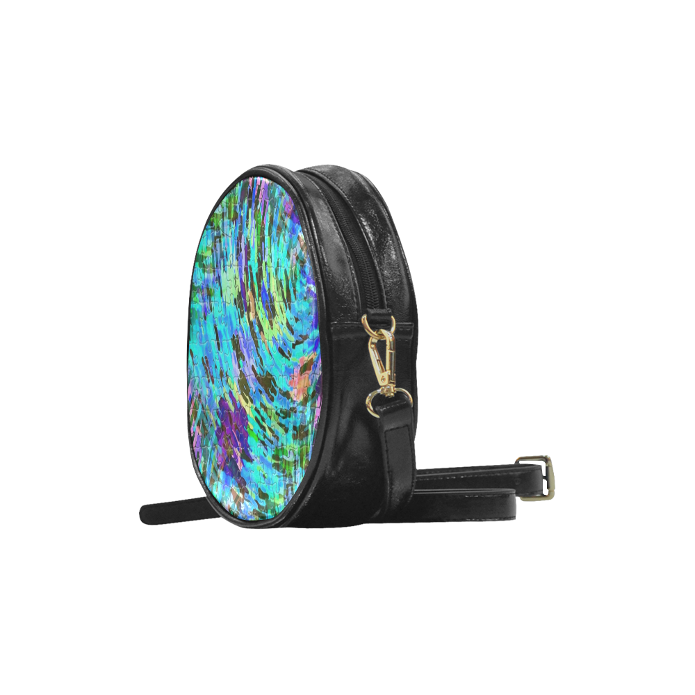 Blue Chaos Puzzle by Popart Lover Round Sling Bag (Model 1647)