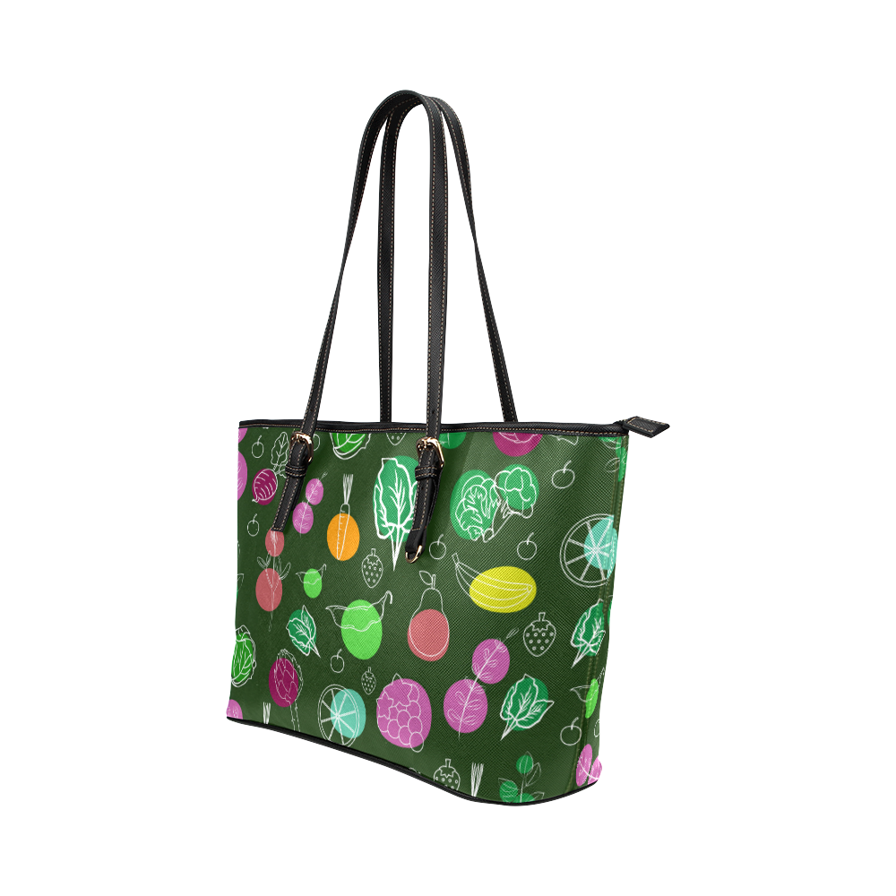 Colorful Vegetable Veggie Nature Pattern Leather Tote Bag/Large (Model 1651)
