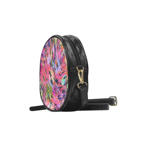 Pink Chaos Puzzle by Popart Lover Round Sling Bag (Model 1647)