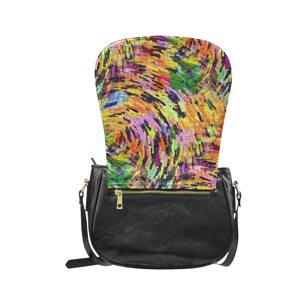 Chaos Puzzle by Popart Lover Classic Saddle Bag/Small (Model 1648)