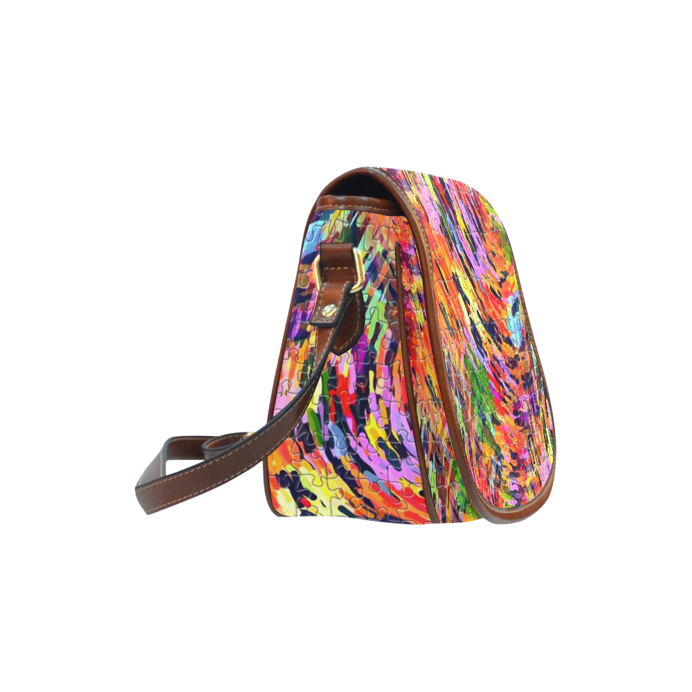 Colorful Chaos Puzzle by Popart Lover Saddle Bag/Large (Model 1649)