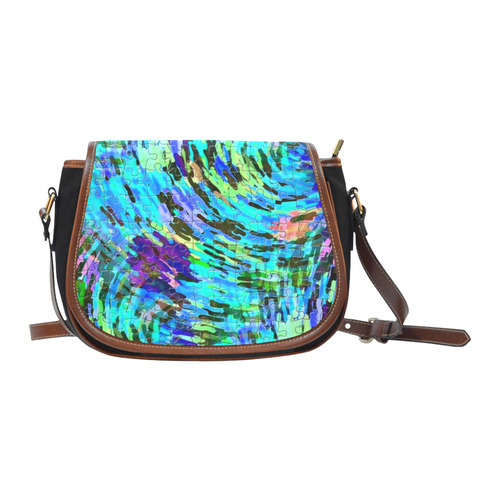 Blue Chaos Puzzle by Popart Lover Saddle Bag/Small (Model 1649)(Flap Customization)