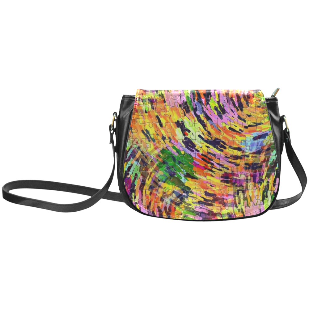 Chaos Puzzle by Popart Lover Classic Saddle Bag/Small (Model 1648)