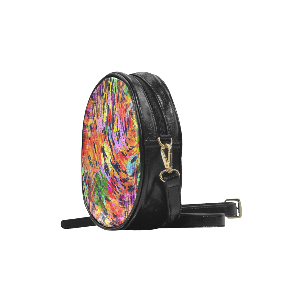Colorful Chaos Puzzle by Popart Lover Round Sling Bag (Model 1647)