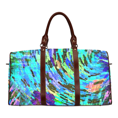 Blue Chaos Puzzle by Popart Lover Waterproof Travel Bag/Large (Model 1639)
