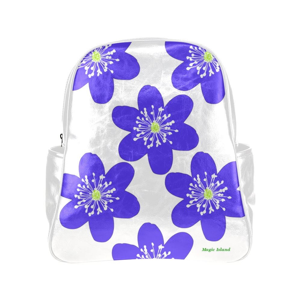 Blue Anemone Hepatica. Inspired by the Magic Island of Gotland. Multi-Pockets Backpack (Model 1636)