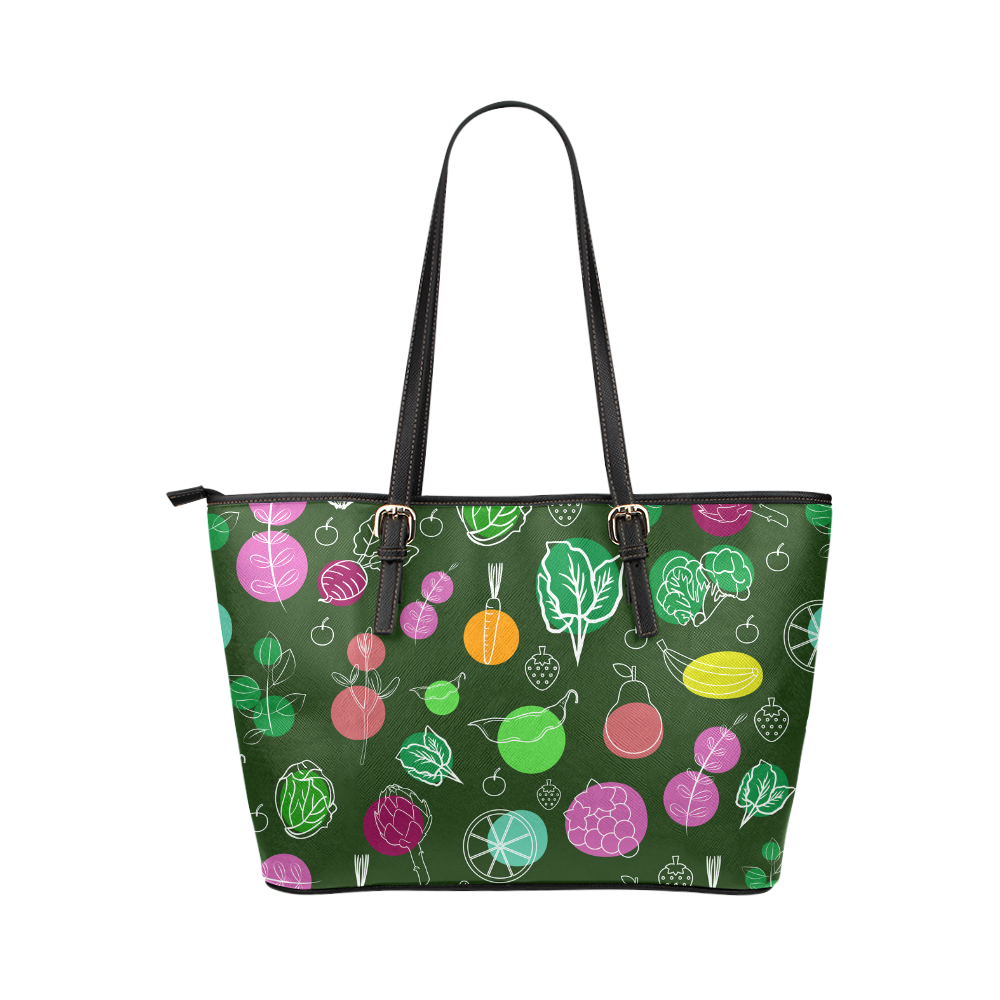 Colorful Vegetable Veggie Nature Pattern Leather Tote Bag/Small (Model 1651)