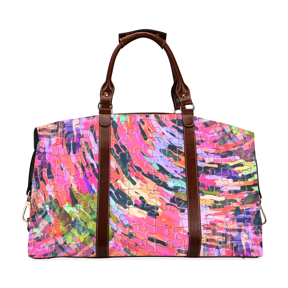 Pink Chaos Puzzle by Popart Lover Classic Travel Bag (Model 1643) Remake