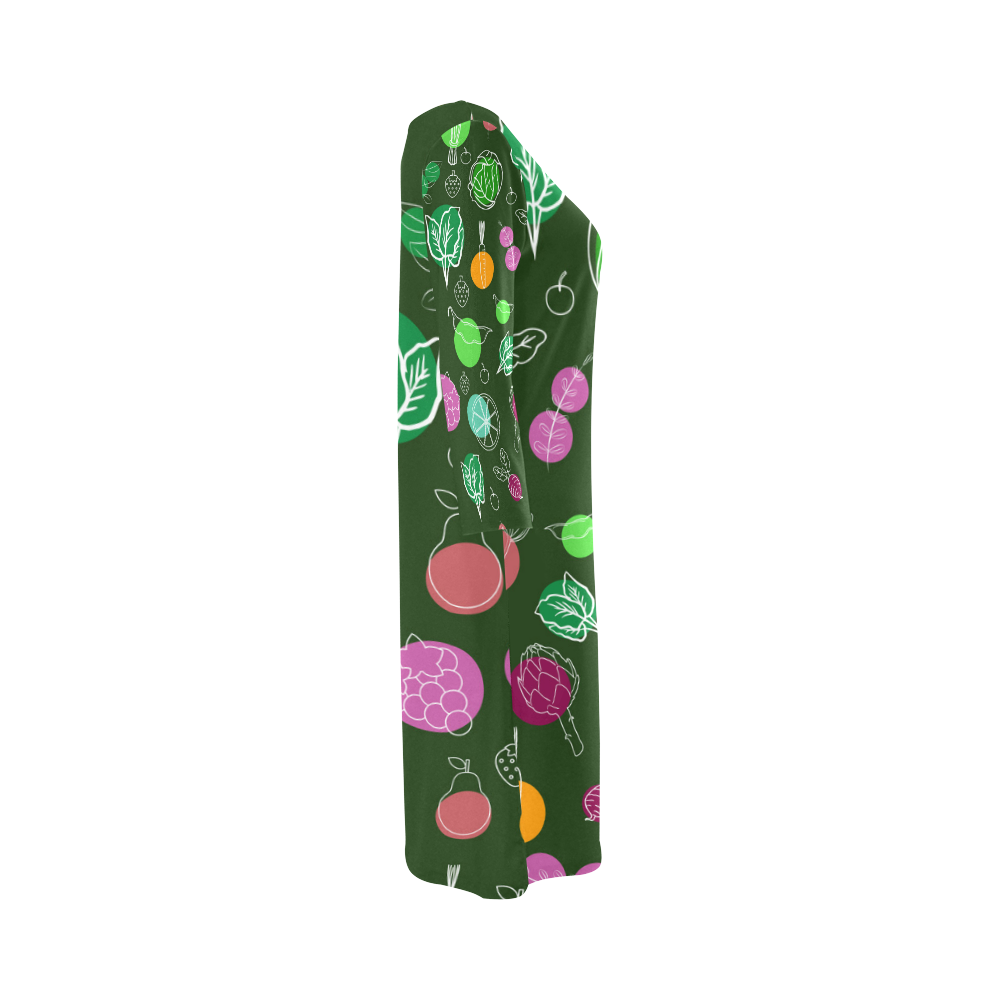 Colorful Vegetable Veggie Nature Pattern Round Collar Dress (D22)