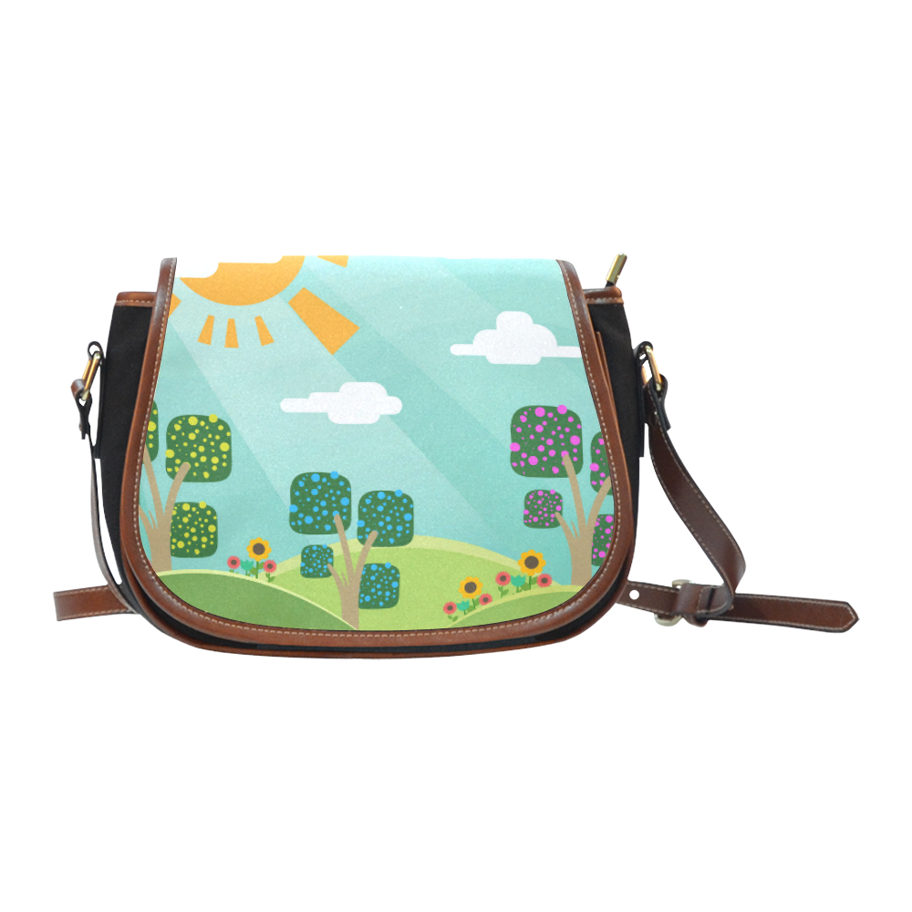 Pink Blue Green Abstract Geometic Nature Saddle Bag/Small (Model 1649)(Flap Customization)