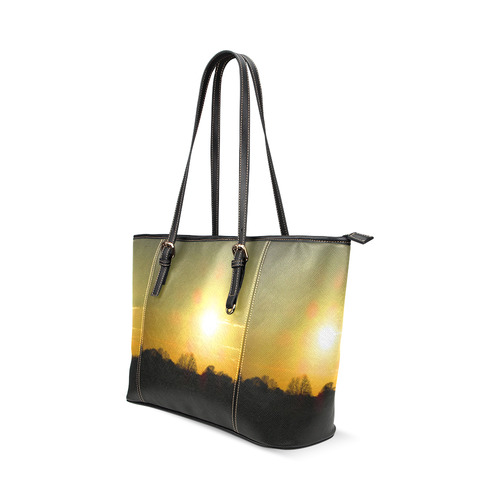 Golden sunset Leather Tote Bag/Large (Model 1640)