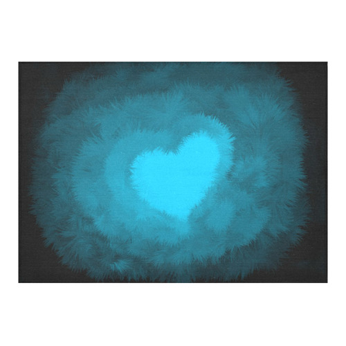 Blue Fluffy Heart, Valentine Cotton Linen Tablecloth 60"x 84"