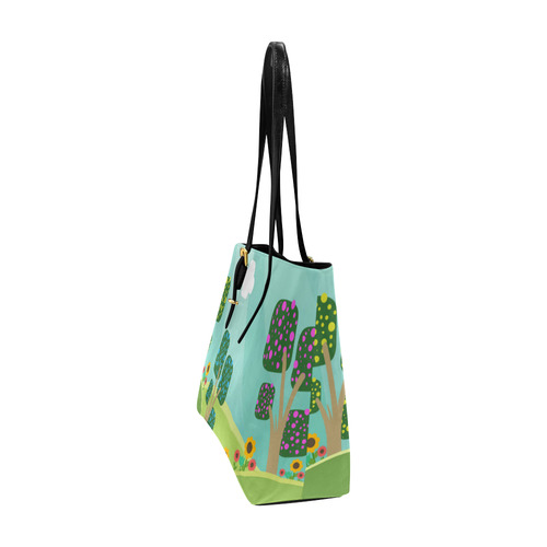 Pink Blue Green Abstract Geometic Landscape Euramerican Tote Bag/Large (Model 1656)