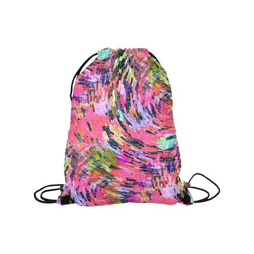 Pink Chaos Puzzle by Popart Lover Medium Drawstring Bag Model 1604 (Twin Sides) 13.8"(W) * 18.1"(H)