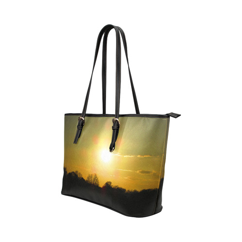 Golden sunset Leather Tote Bag/Large (Model 1651)