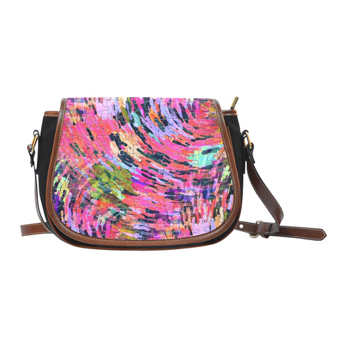 Pink Chaos Puzzle by Popart Lover Saddle Bag/Small (Model 1649)(Flap Customization)